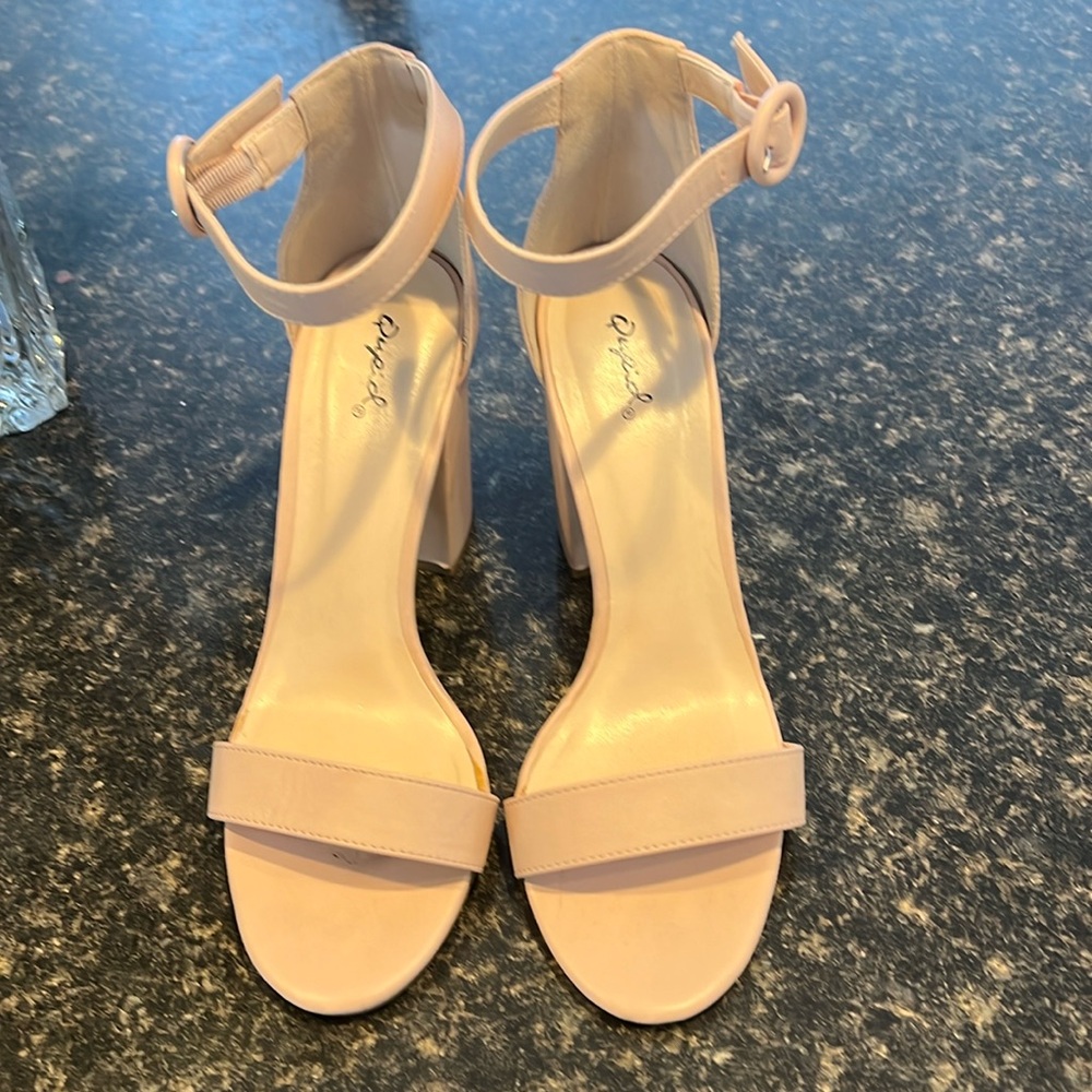 Nude block heels